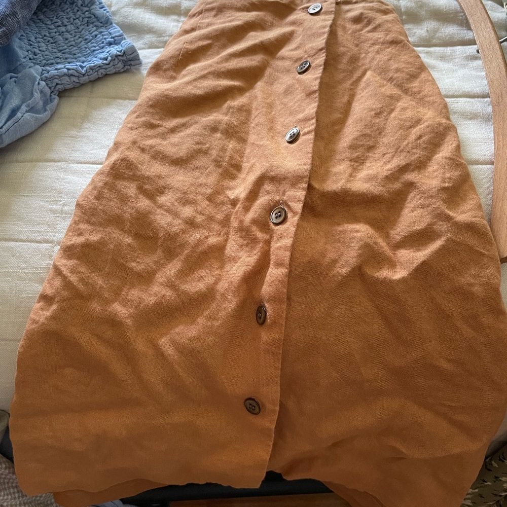 100% Linen Button Up Skirt